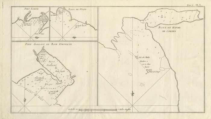 Antique Map Of Cordes Bay, Port Famine, Woods Bay And Surroundings photo for sale