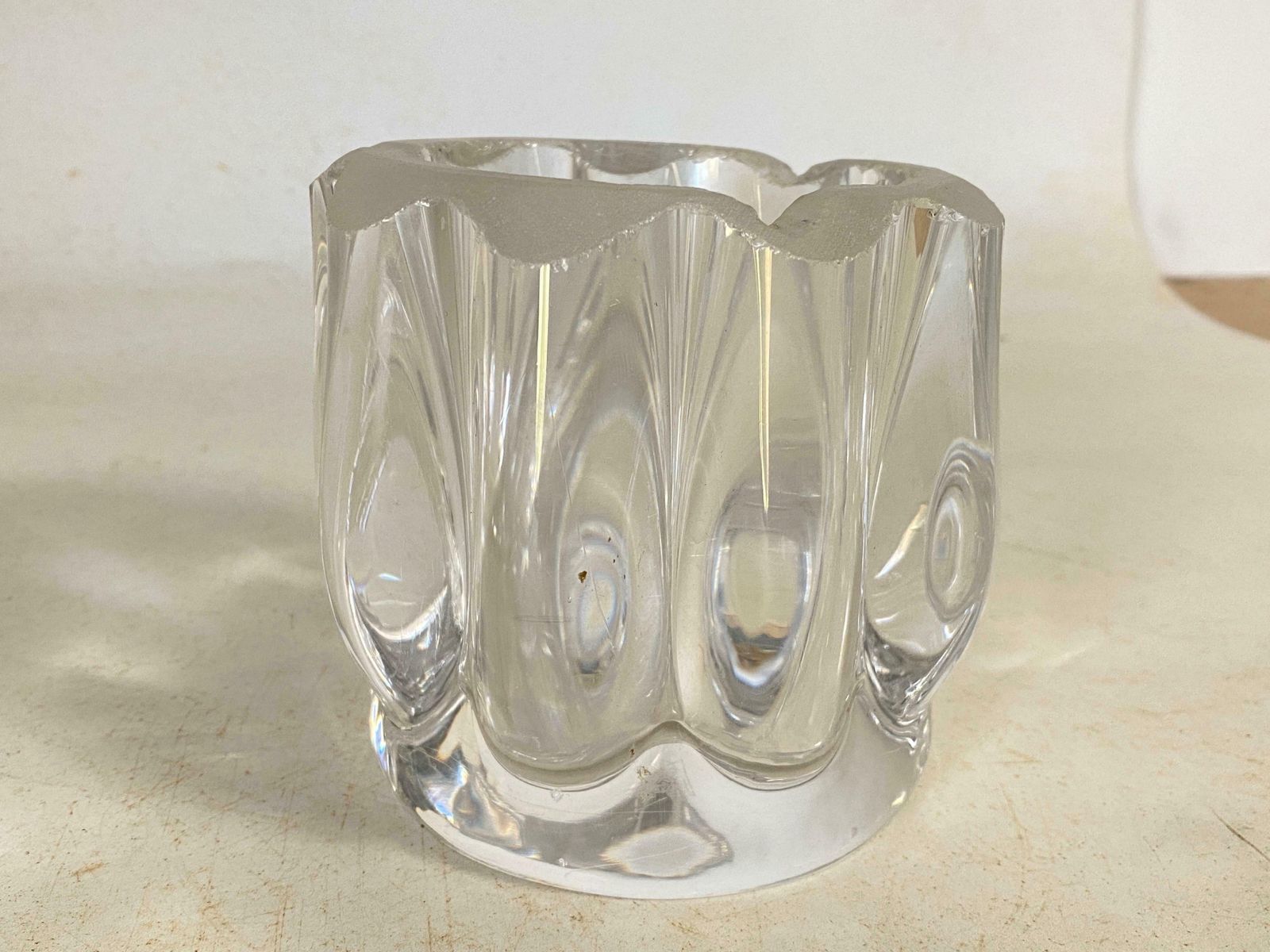 Art Deco Molded Glass Ashtray France 1940 Transparent Color Signed photo Home Decor