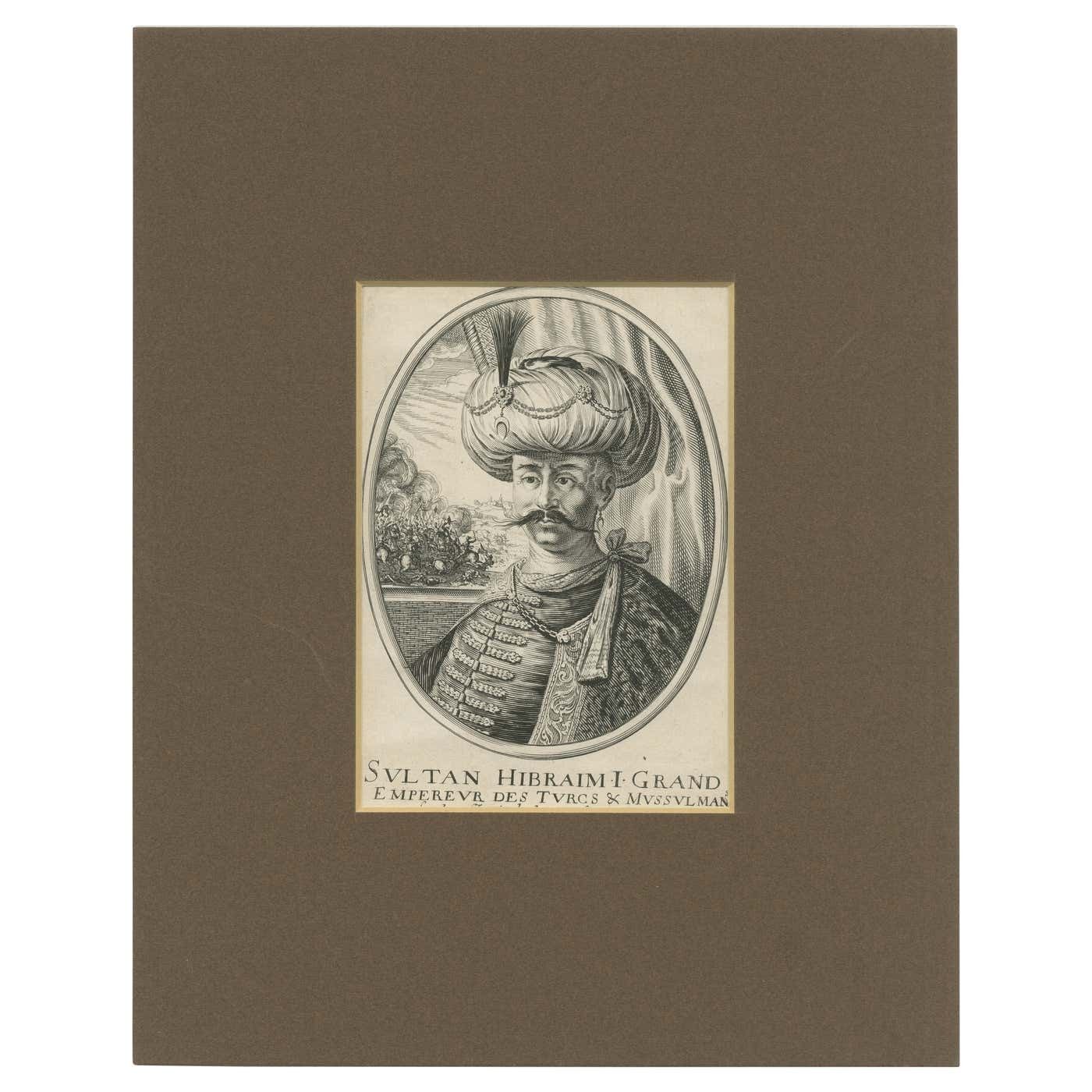 Antique Portrait Of Sultan Ibrahim I, The Ottoman Sultan