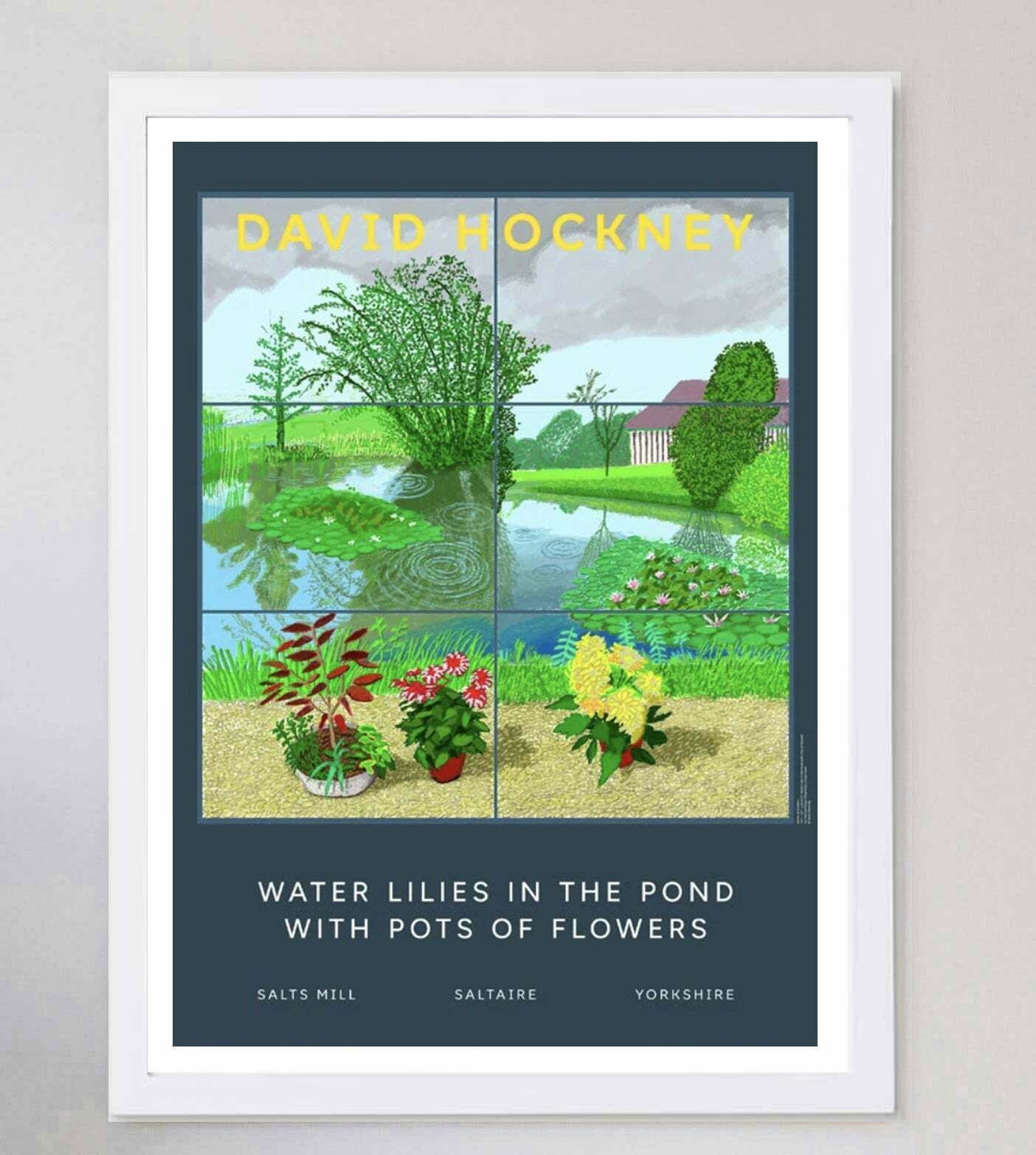 David Hockney   Water Lilies In The Pond With Pots Of Flowers photo for sale