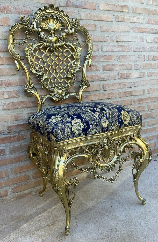 French Louis XV Style Bronze Side Chair, 1930 photo vintage