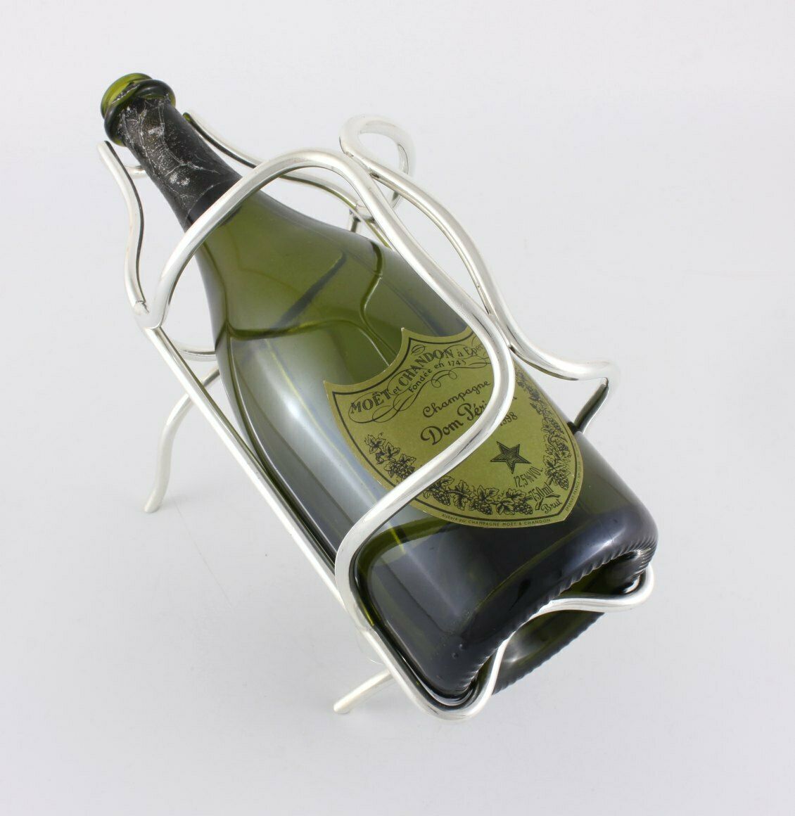 Silver Plate Champagne Bottle Cradle. French Wine Pourer Saglier Freres. photo Home Decor