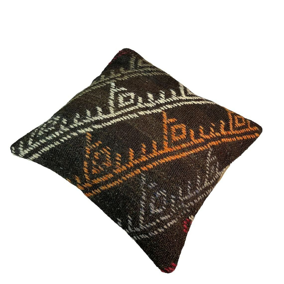 Ethnic Kilim Pillow, 18x18 Pillow Cover, Bohemian Kilim Pillow, Handwoven Kilim Pillow, Sofa Throw Pillow, Meditation Kilim Cover photo Textiles