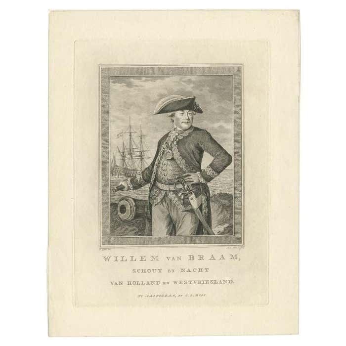 Antique Portrait Of Willem Van Braam By Sallieth, Circa 1780