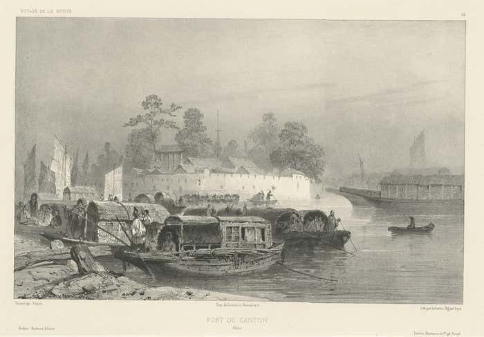 Antique Print Of A Fortress In Guangzhou In China, C.1850 photo 396.0