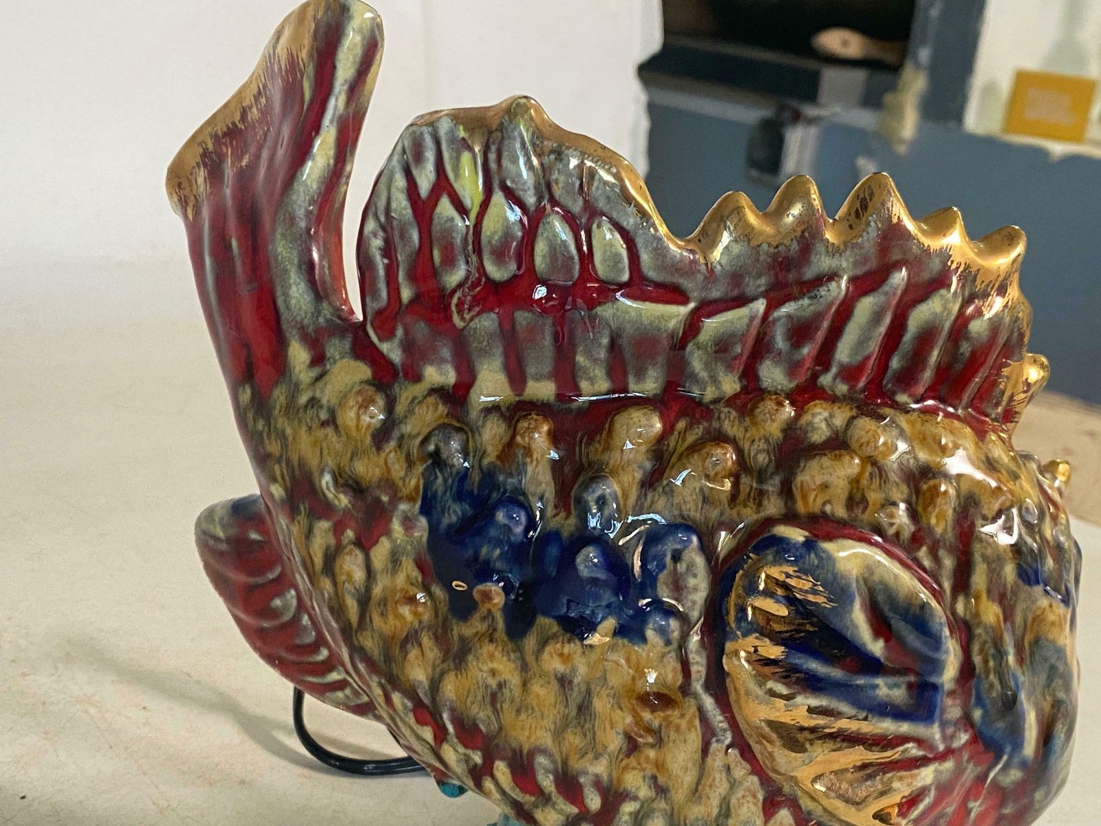 Vallauris & Monaco, France, Table Lamp In Glazed Ceramics Shaped Like A Fish photo 370.0
