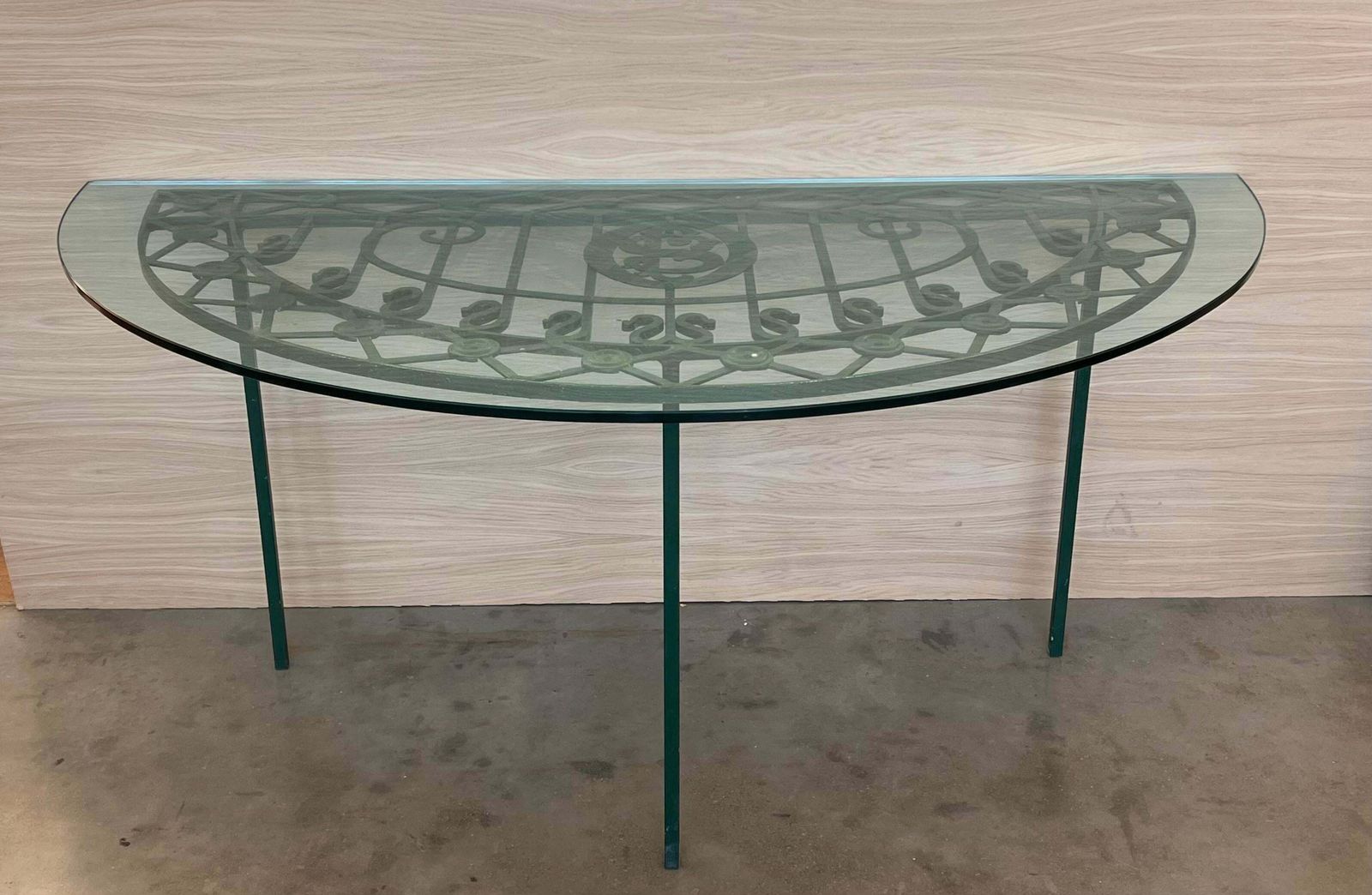 Console demi-lune espagnole en fer forgé vert, XIXe siècle photo buy