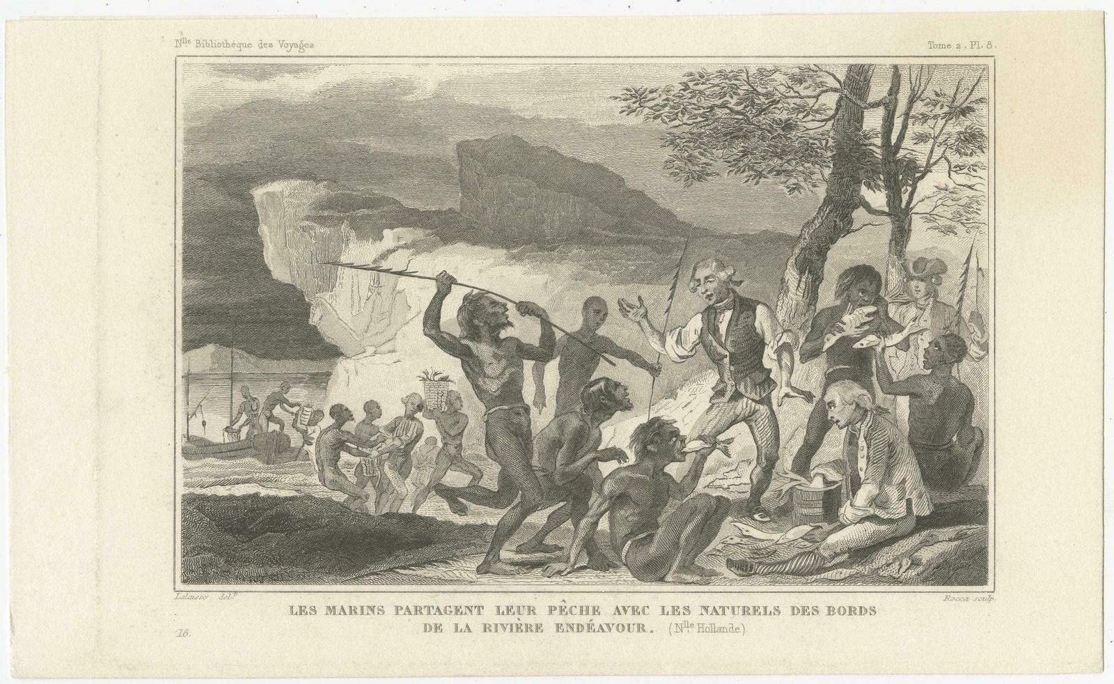 Antique Print Of Sailors Sharing Their Fish With Natives From Australia photo furniture
