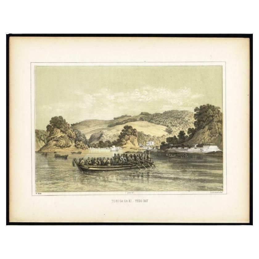 Antique Print Of Tokyo Bay In Japan, 1856