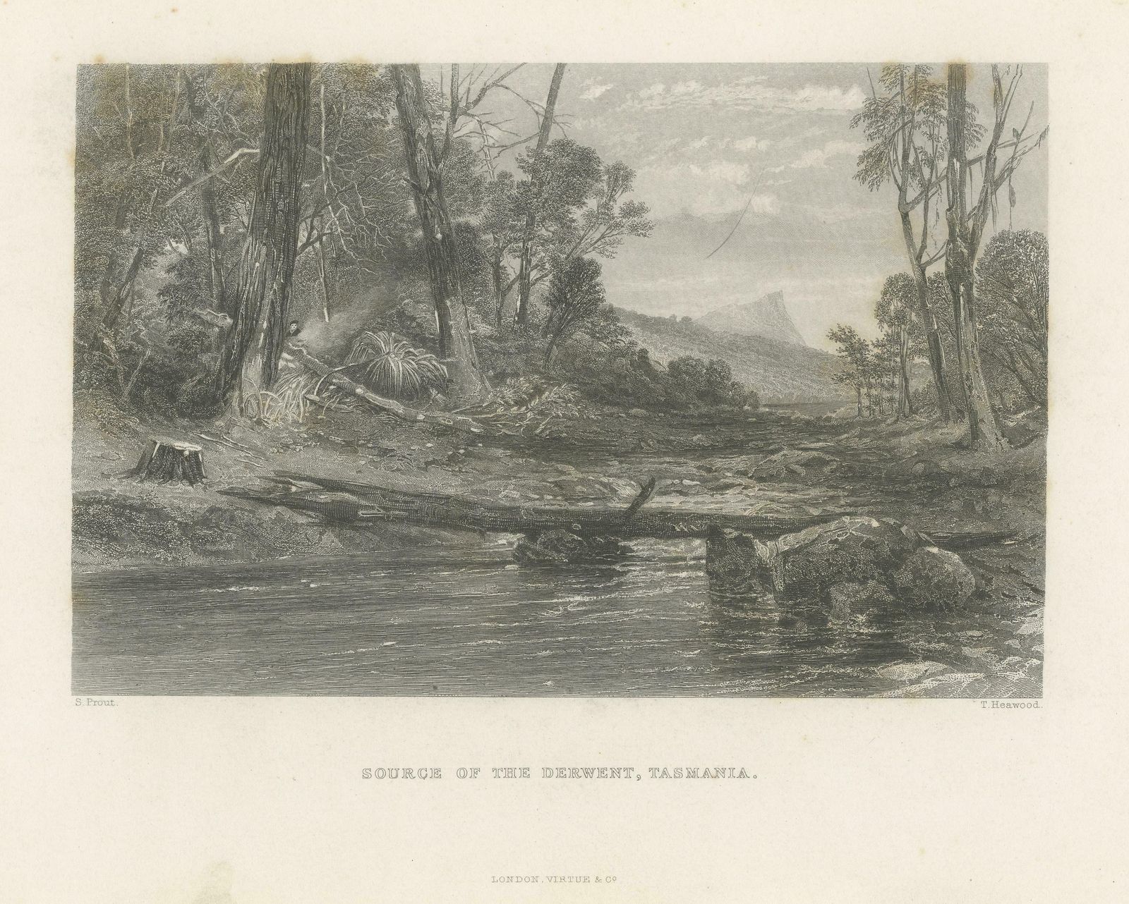 Antique Print Of River Derwent, Tasmania, Australia photo for sale