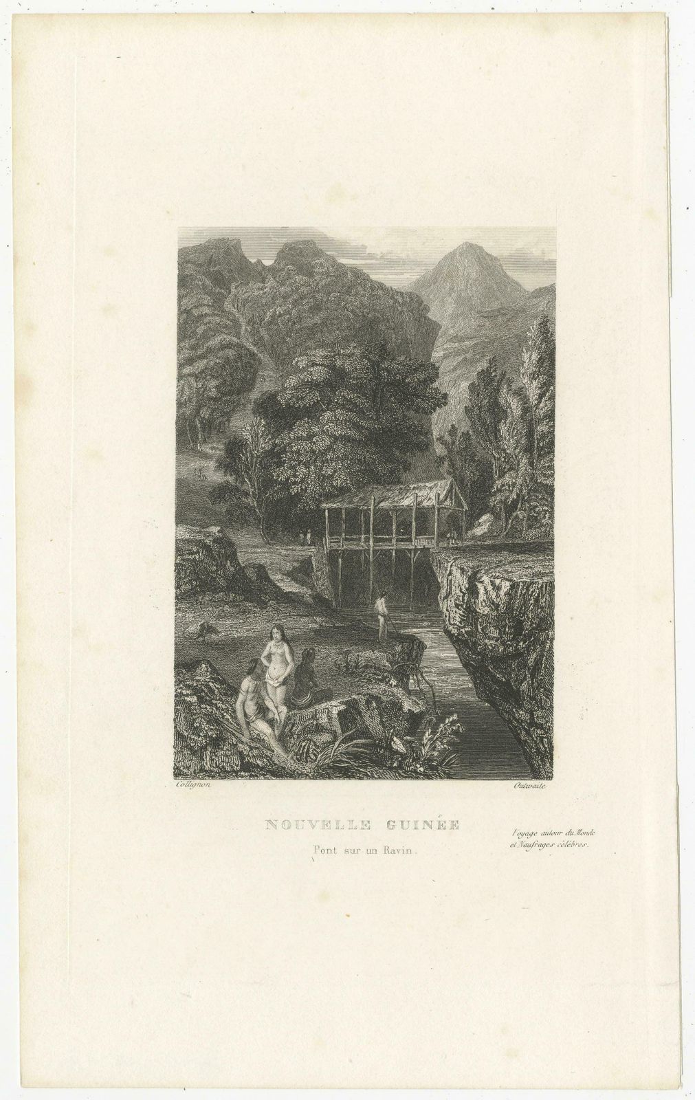 Antique Print Of A Bridge Over A Ravine In New Guinea photo furniture