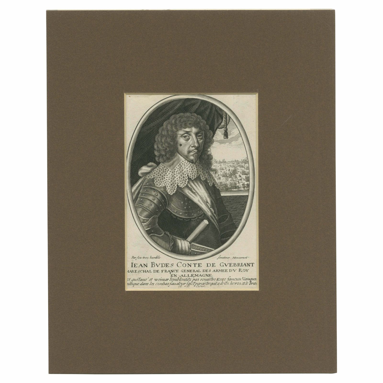 Antique Portrait Of Jean Baptiste Budes, Comte De Guébriant