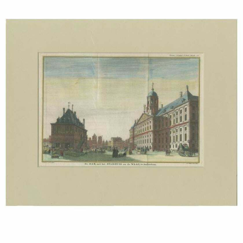 Antique Print Of The Weigh House And City Hall Of Amsterdam, C.1765
