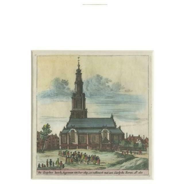 Antique Print Of The 'Zuiderkerk' A Church In Amsterdam, 1729