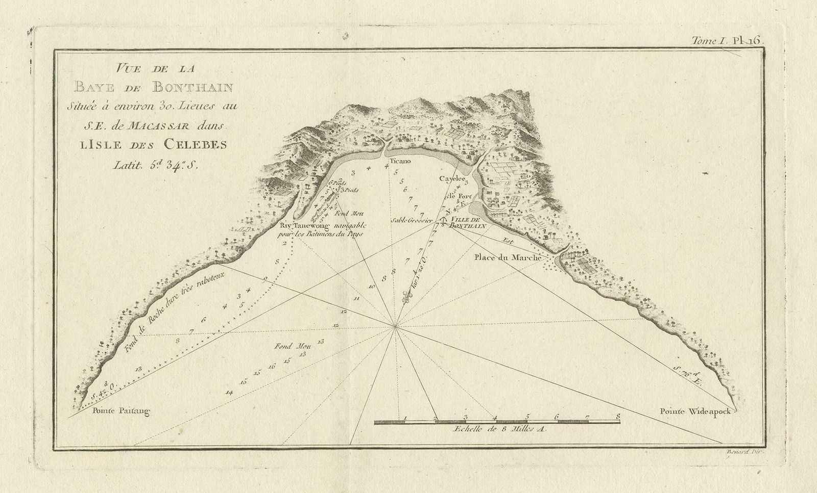 Antique Map Of Bonthain Bay, Sulawesi, Celebes photo for sale