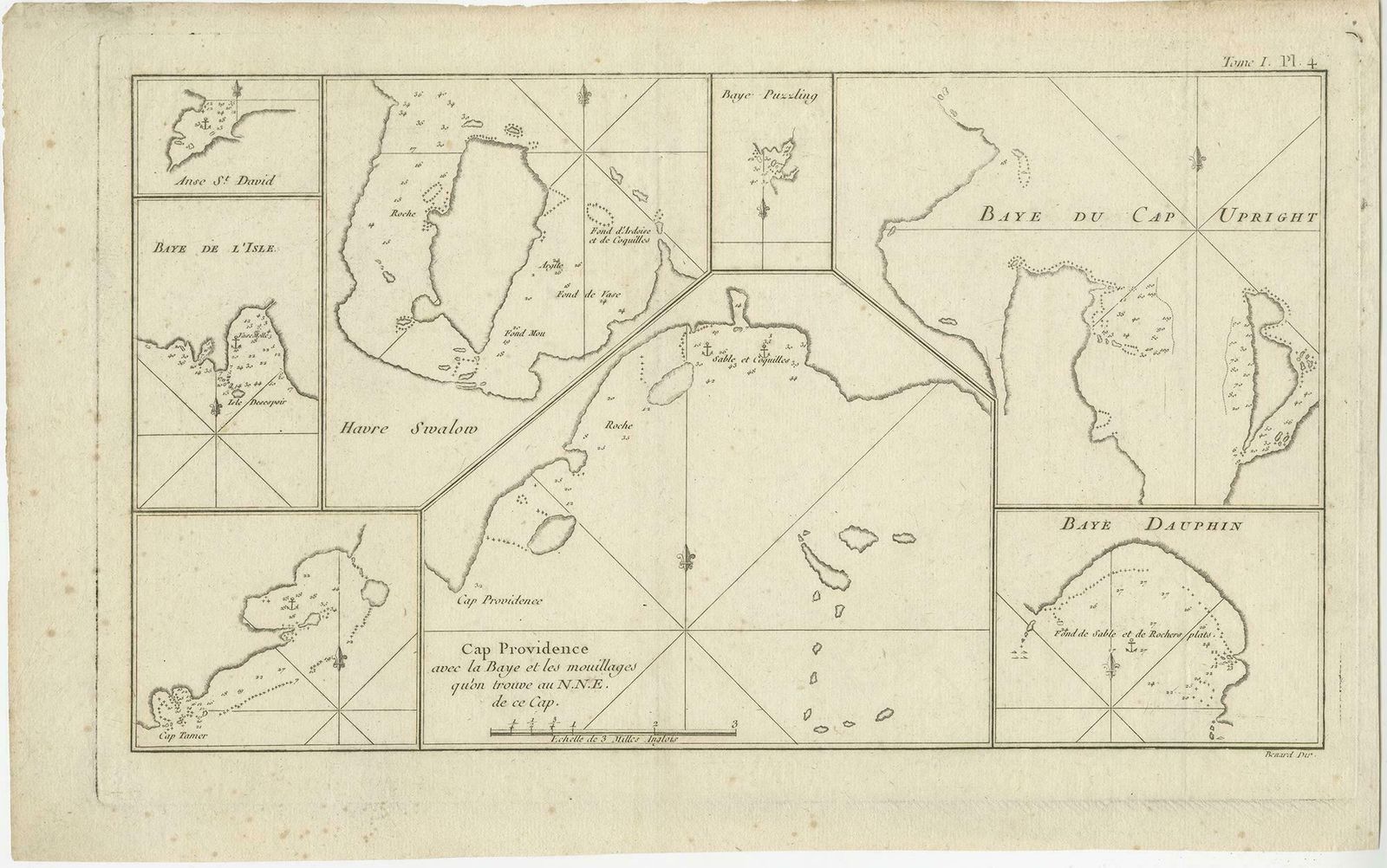 Antique Map Of Cap Providence, St. David's Cove And Surroundings photo furniture