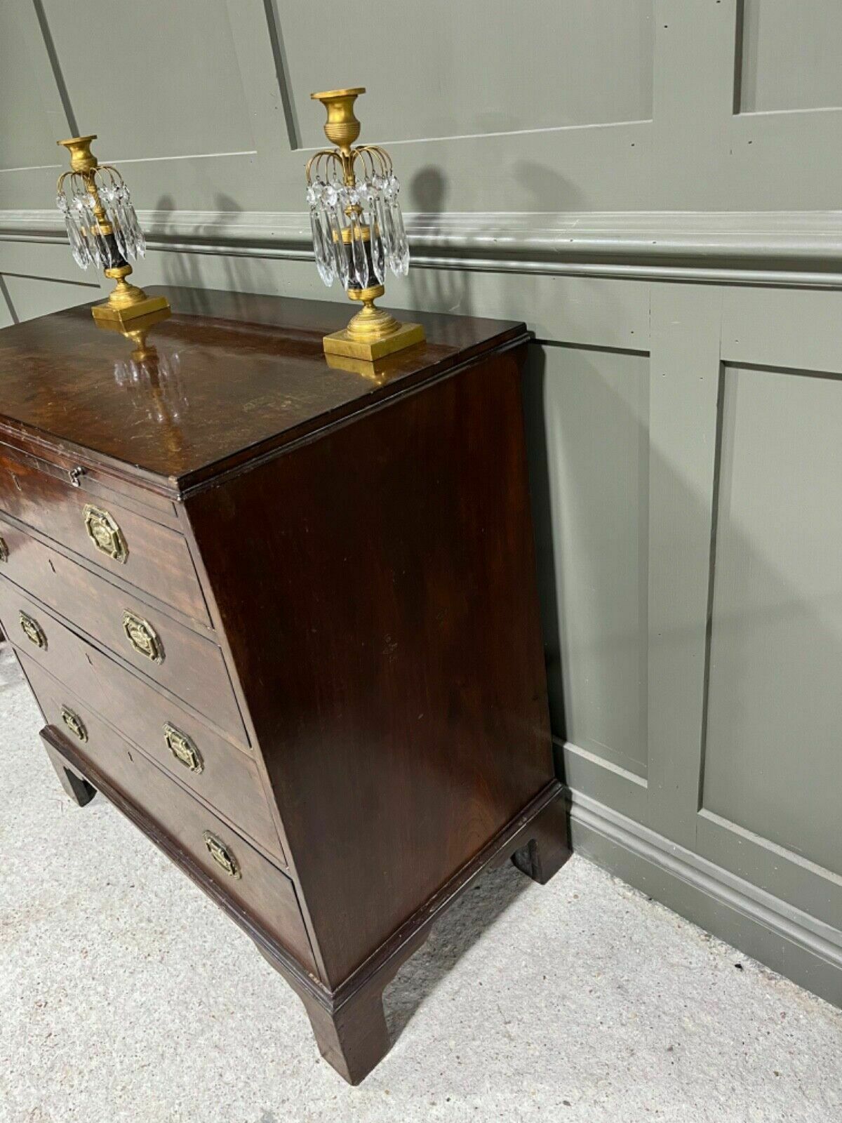 Antique Georgian Chest Of Drawers Small Chest In Cuban Mahogany W Writing Slide photo buy