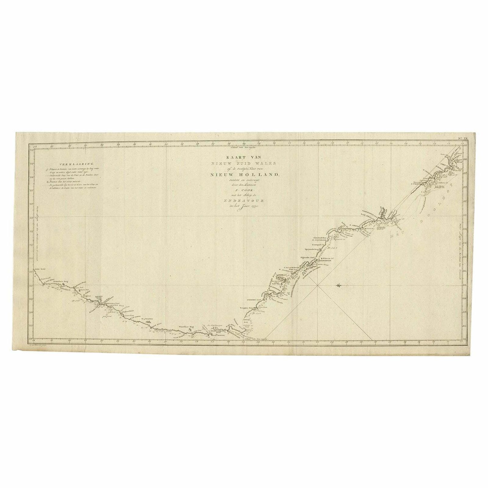 Old Map Of Cook's Discovery And Charting Of The East Coast Of Australia, 1803