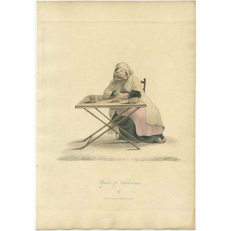 Antique Print Of A Fortune Teller Woman Of Valenciennes, France, 1817 photo furniture