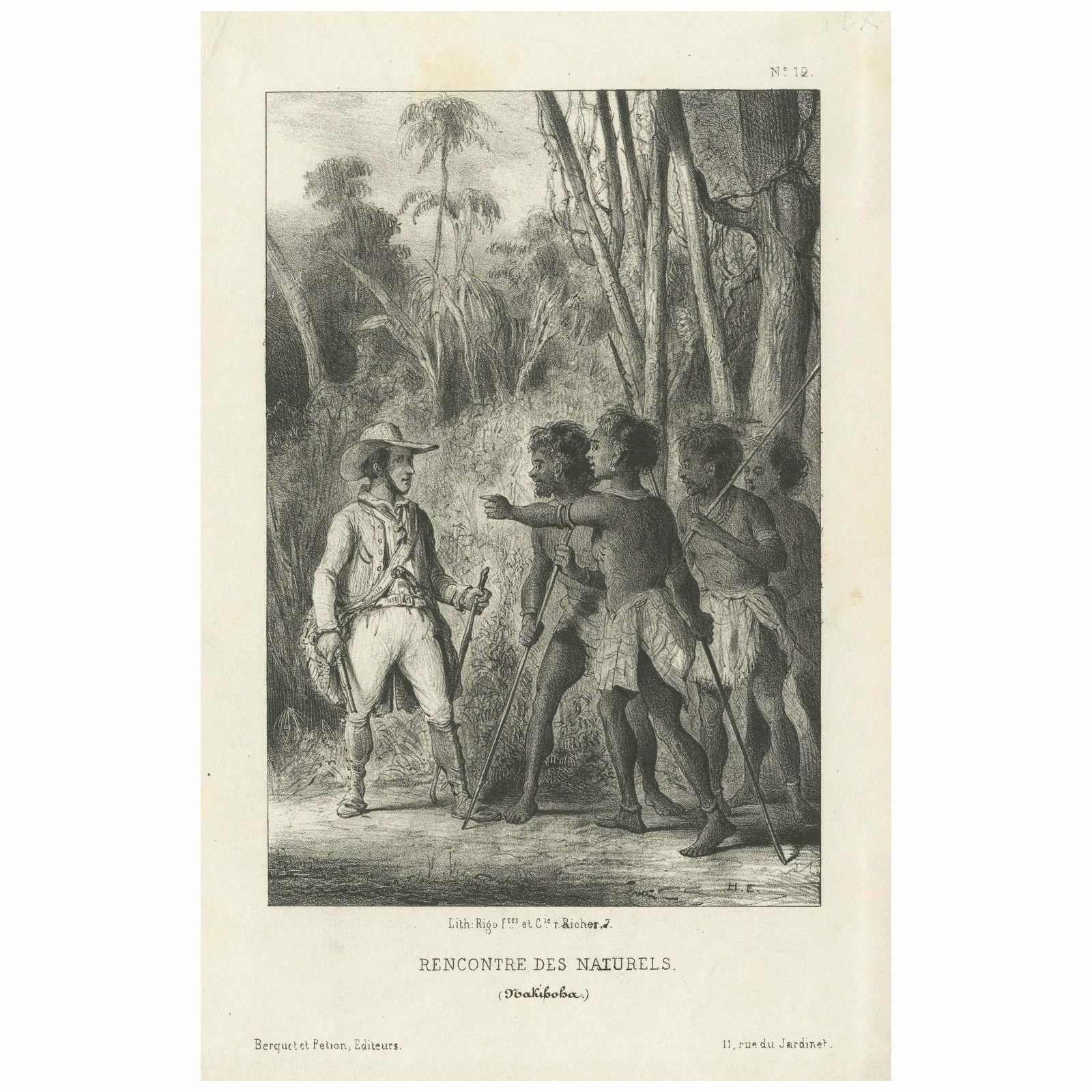 Antique Print Of The Meeting Of The Inhabitants Of Nakihoha