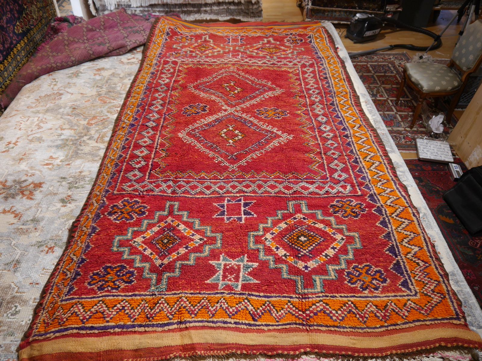 Vintage Rug Boujad 10.9 X 5.6 Ft Moroccan Berber Tribal Carpet 330 X 170 Cm photo 1690.0