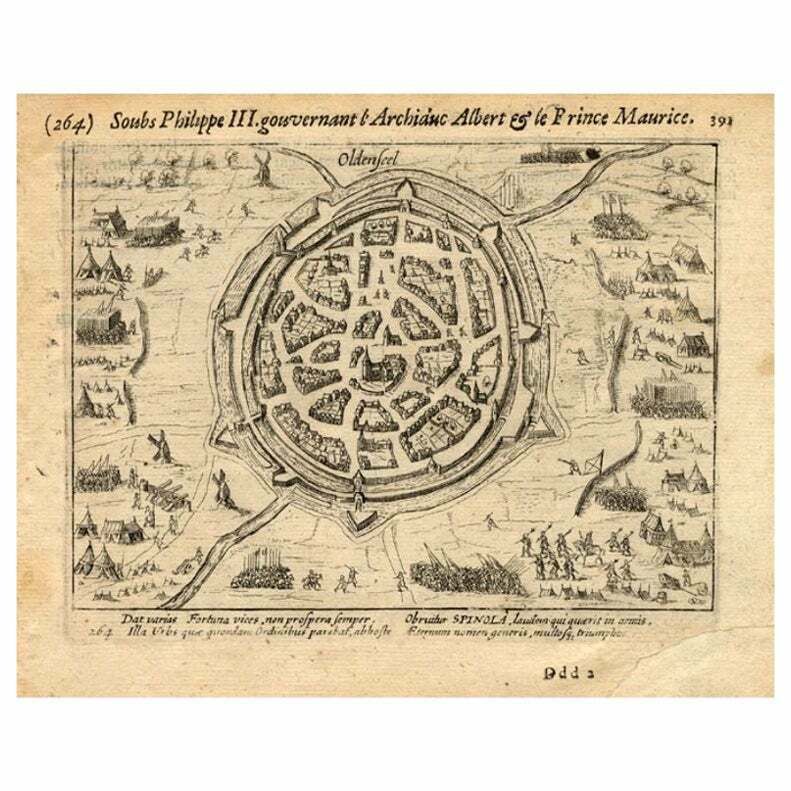 Pl.264 Antique Print Of The Siege Of Oldenzaal In The East Of Holland, 1616