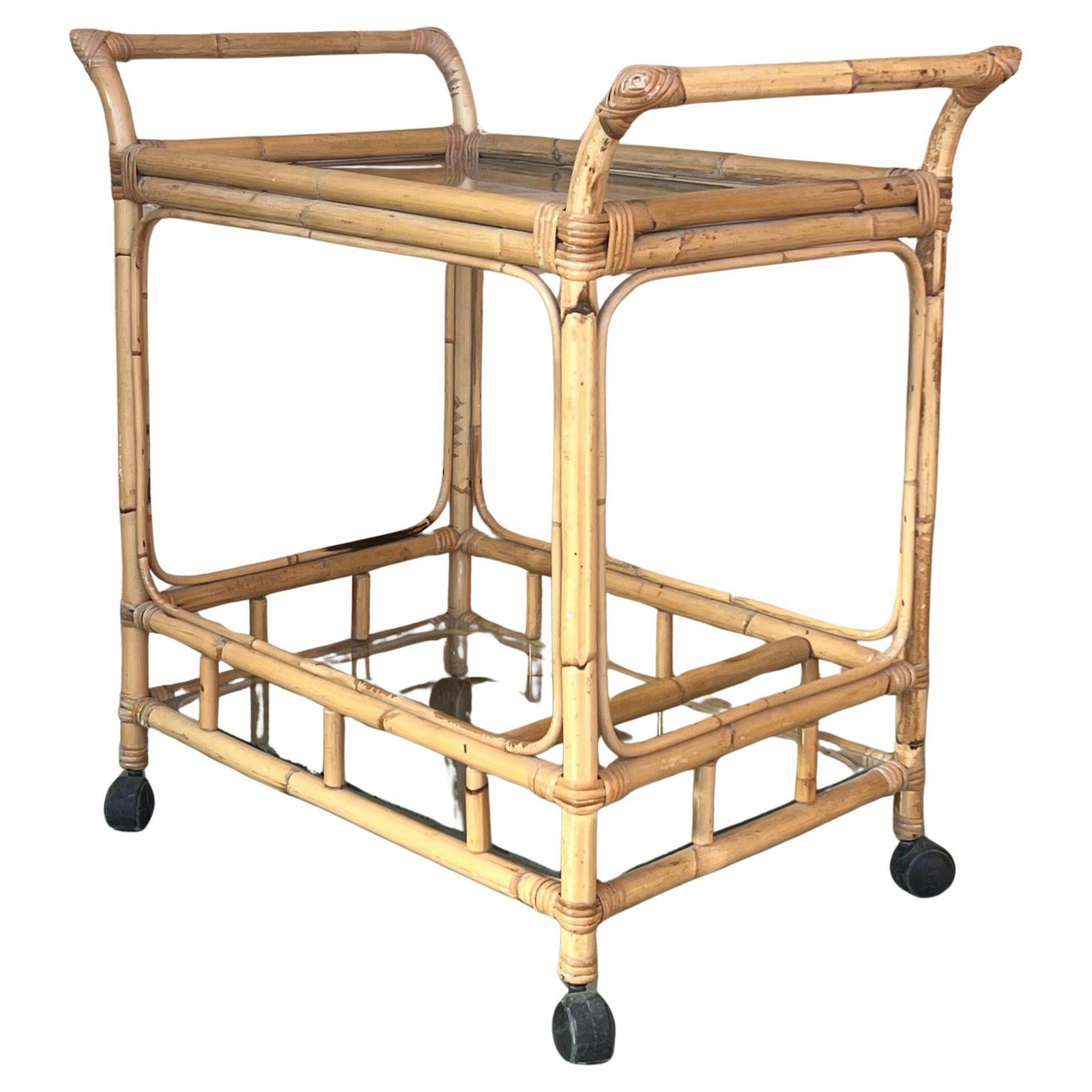 Mid Century Modern Bamboo Tea Cart, Garden Furniture