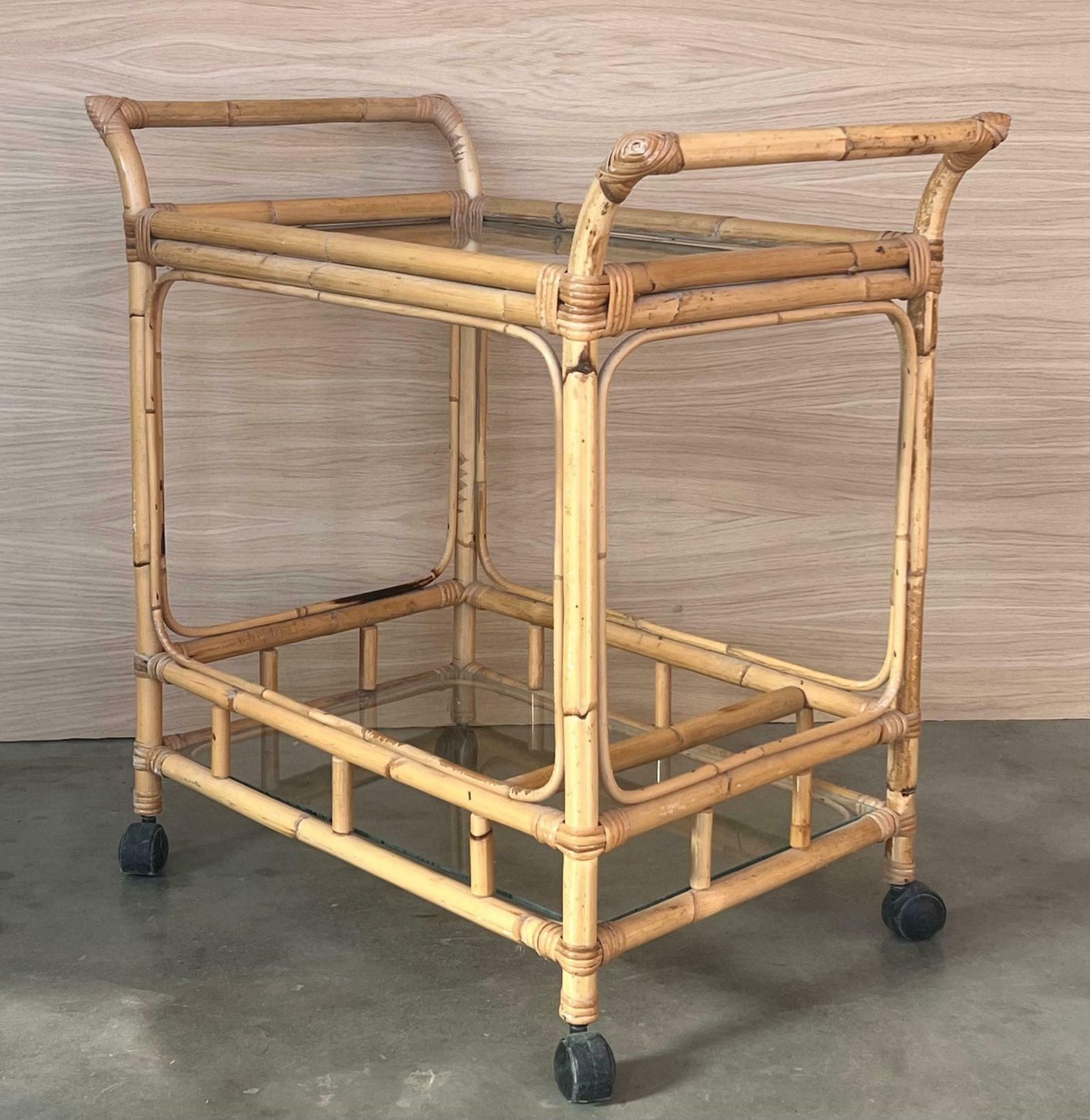 Mid Century Modern Bamboo Tea Cart, Garden Furniture photo vinterior