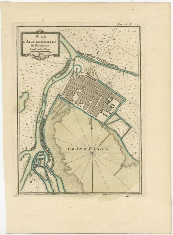 Antique Plan Of Aigues Mortes, France photo furniture
