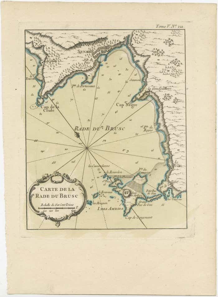 Antique Map Of The Bay Of Brusc, France photo furniture