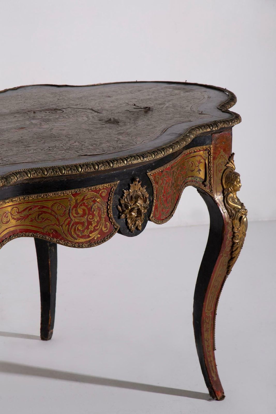 photo furniture Boulle Styled Panelled Desk Napoleon Iiv, Late 1800s In Bronze