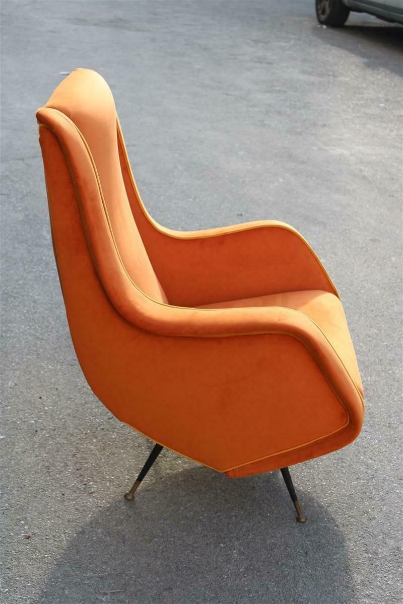 Aldo Morbelli Armchair Orange Yellow Italian Mid Century Design 1950s Brass photo for sale