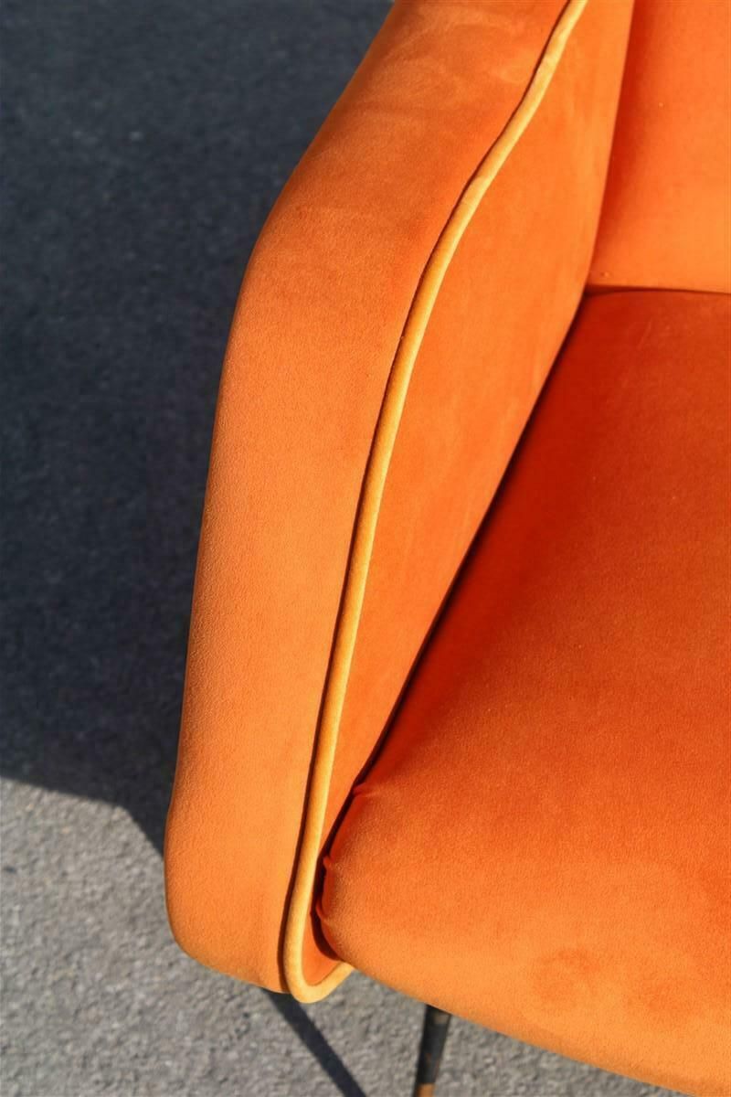 photo furniture Aldo Morbelli Armchair Orange Yellow Italian Mid Century Design 1950s Brass