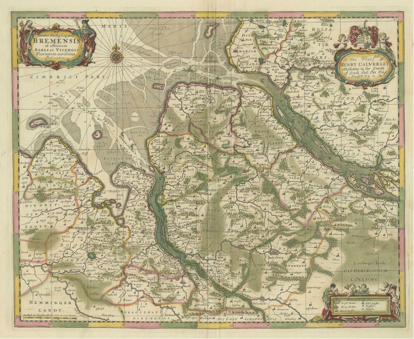 Original Antique Map Of The Area Of Bremen And Lower Saxony photo for sale