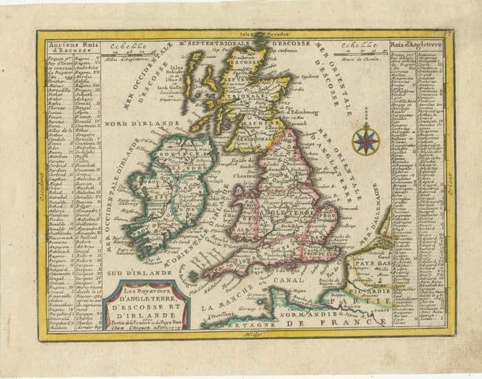 Small Antique Map Of England, Wales, Scotland And Ireland With Original Coloring photo furniture