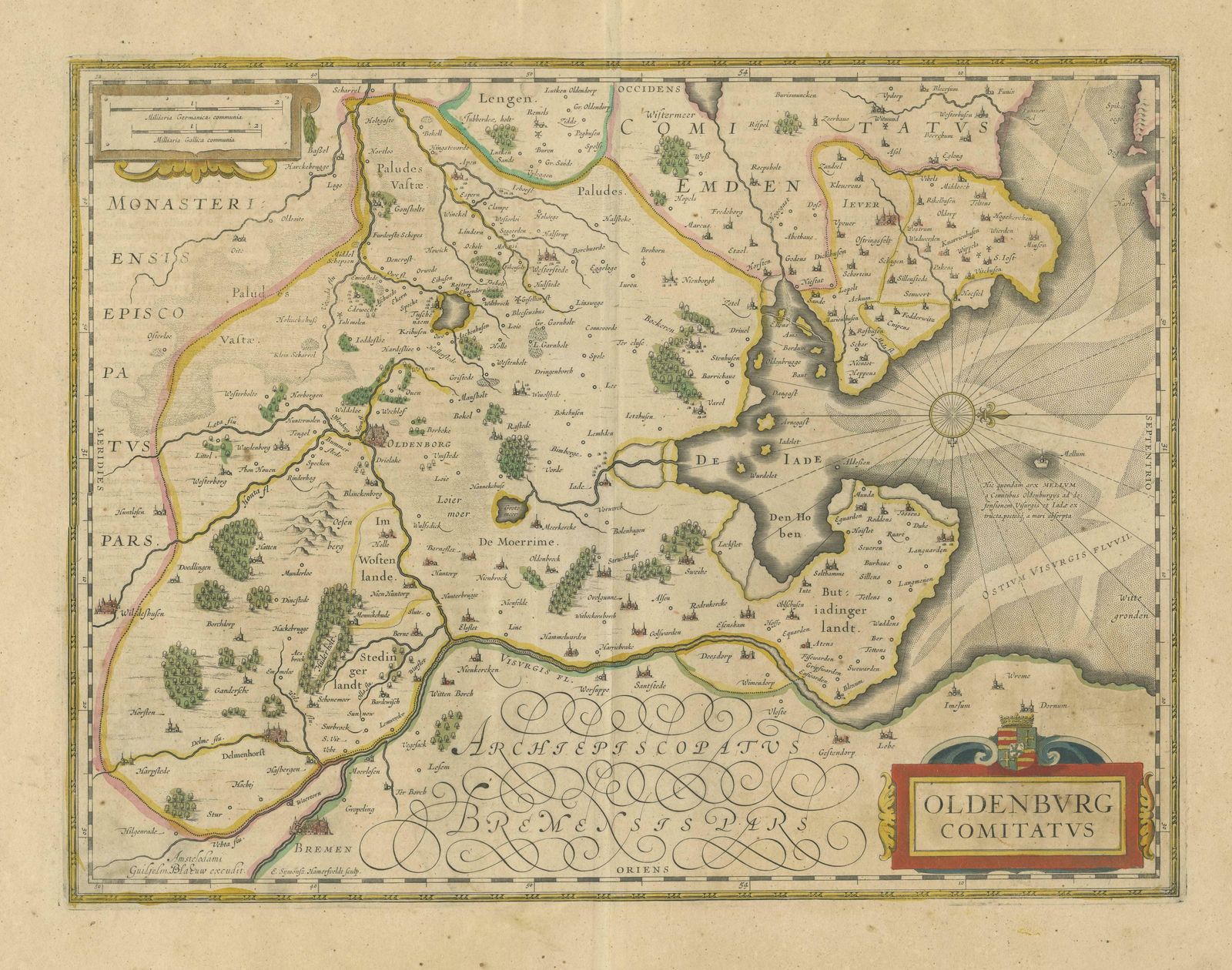 Antique Map Of The Region Of Oldenburg, Germany photo for sale