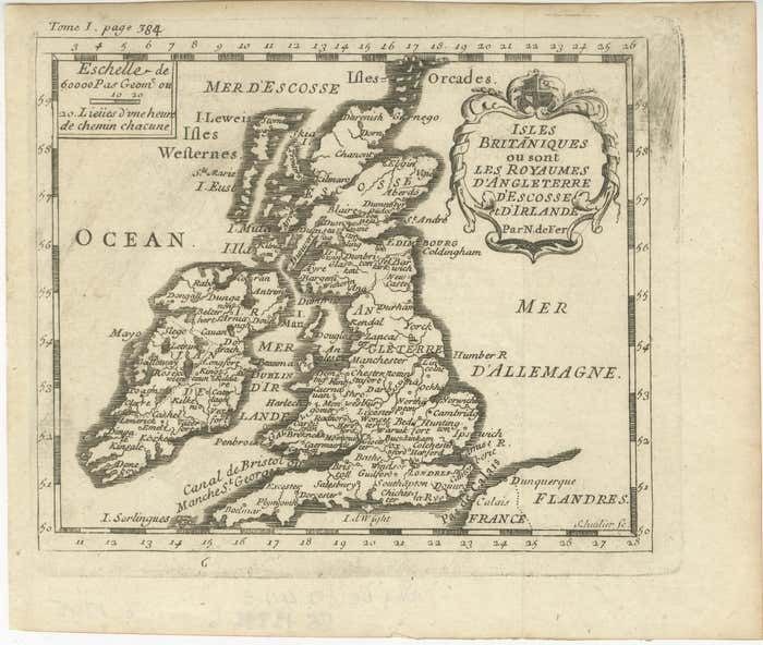 Attractive Small Map Of The British Isles With Decorative Cartouche photo furniture