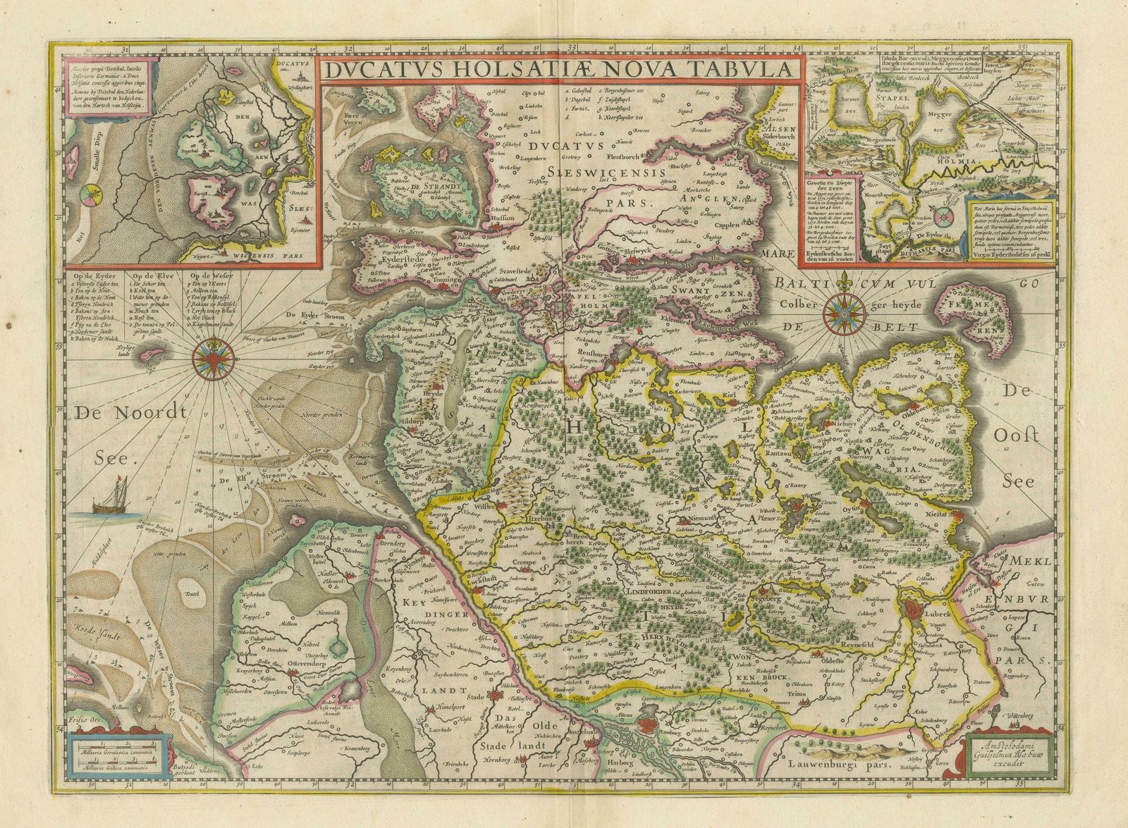 Original Antique Map Of The Duchy Of Holstein photo for sale