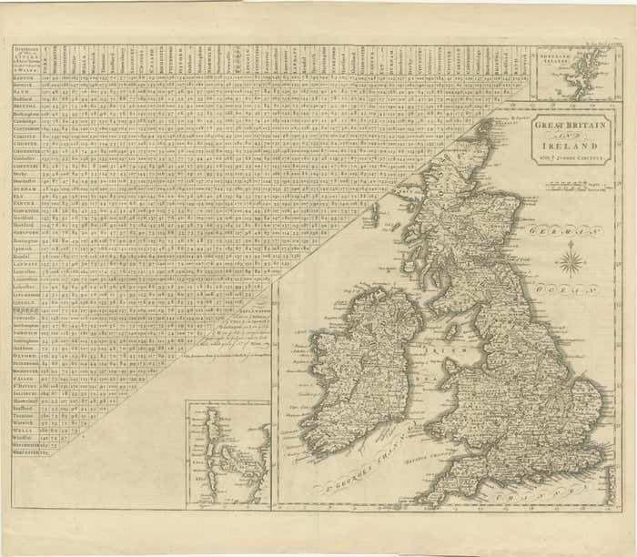 Antique Map Of The British Isles, Insets Of The Shetland Islands And Hebrides photo furniture