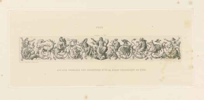 Antique Print 'Frieze' Of The Curtain In The New Opera House In Vienna photo for sale