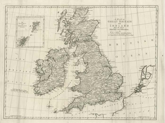 Large Antique Map Of The British Isles, With Inset Of The Orkneys And Shetlands photo for sale