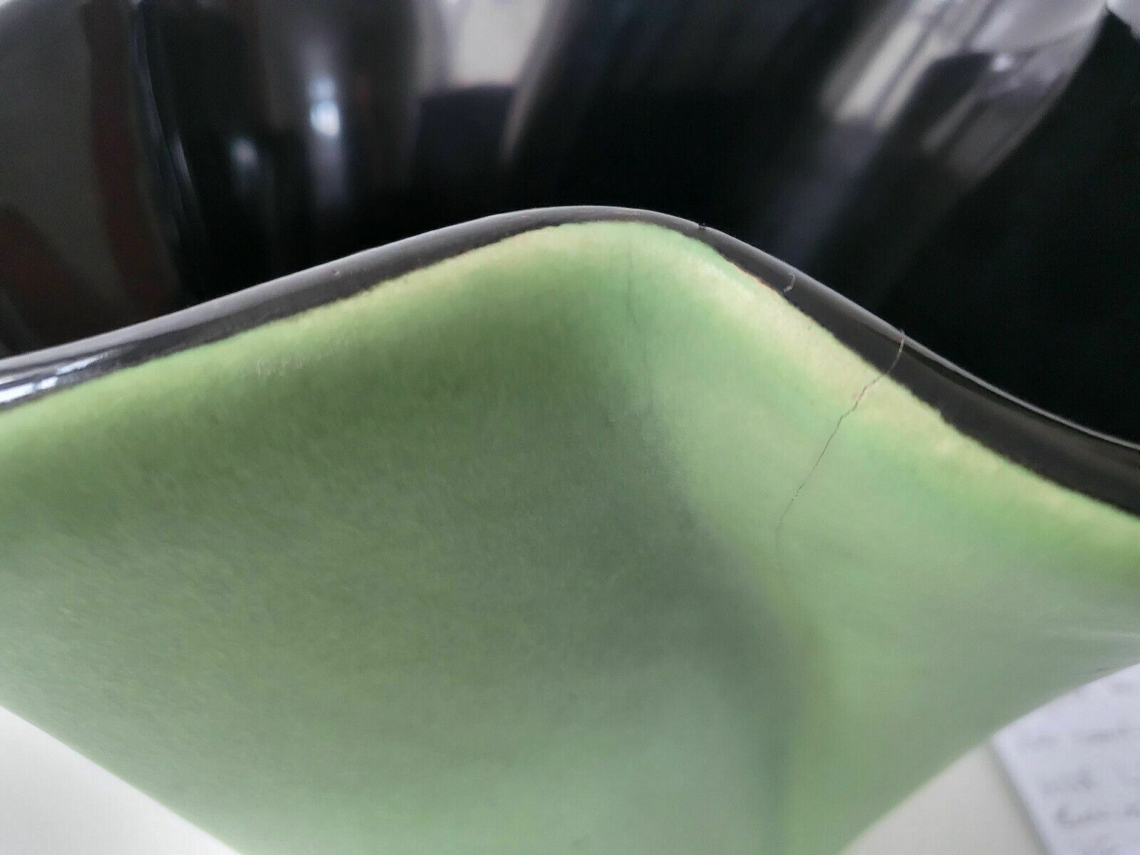 Vintage Vase 1950 Ceramic Elchinger France Water Green & Black 50s Retro 1950s photo buy