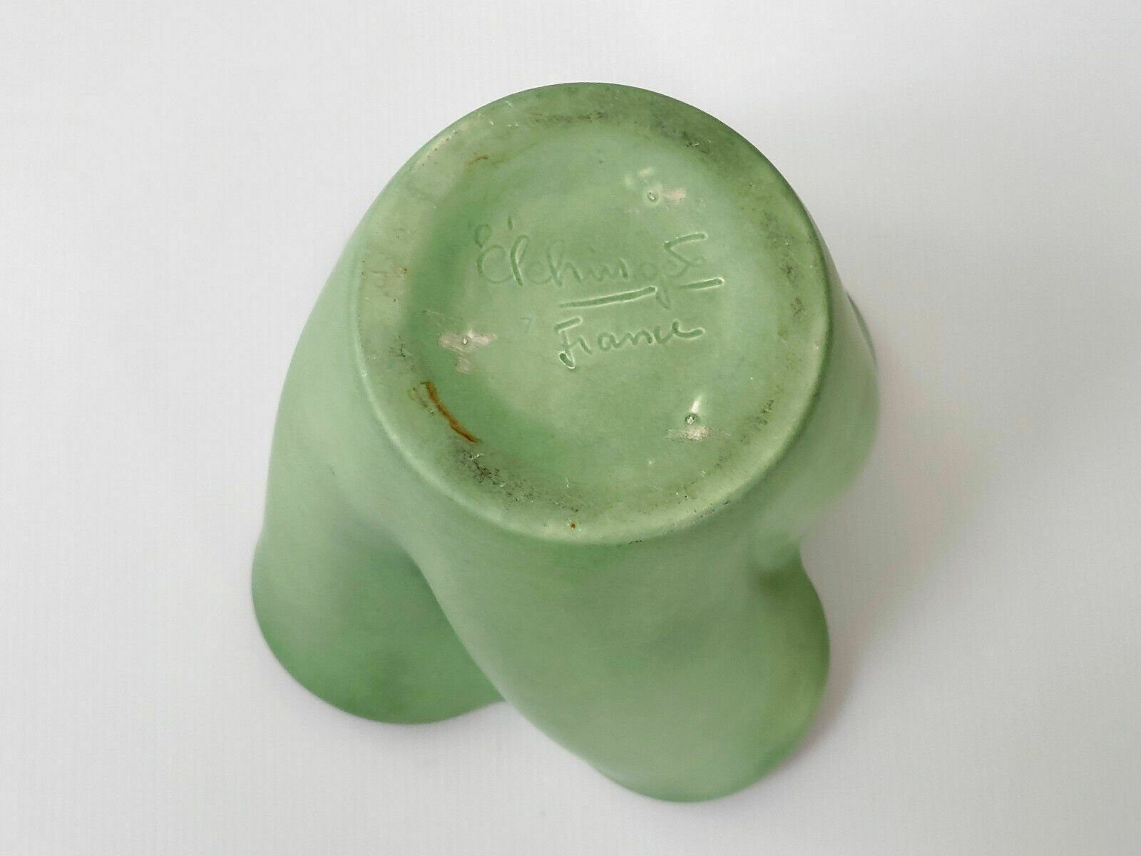photo furniture Vintage Vase 1950 Ceramic Elchinger France Water Green & Black 50s Retro 1950s