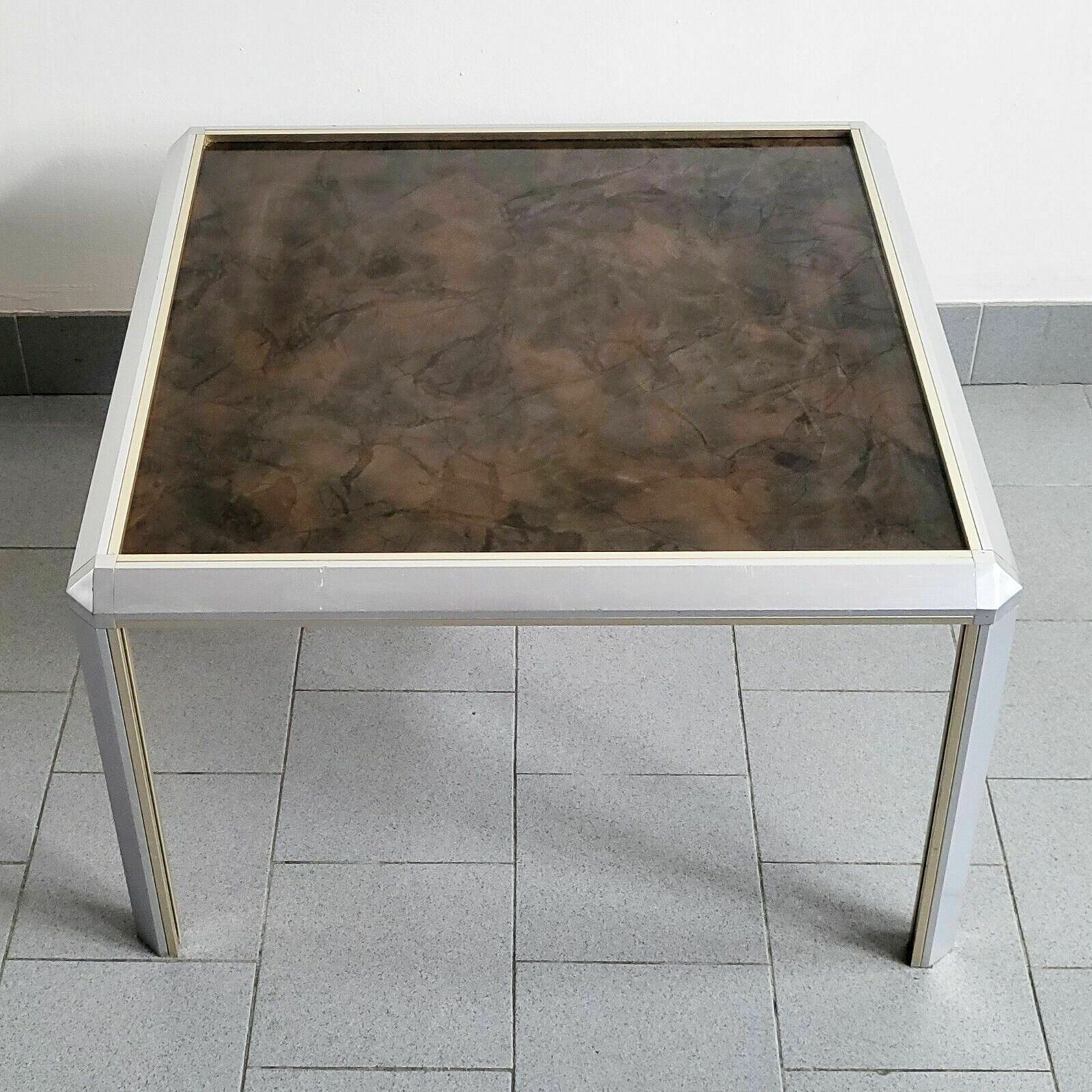 Low Table Table Vintage Court Court 60s In Aluminium   Formica 60s 1960s photo furniture