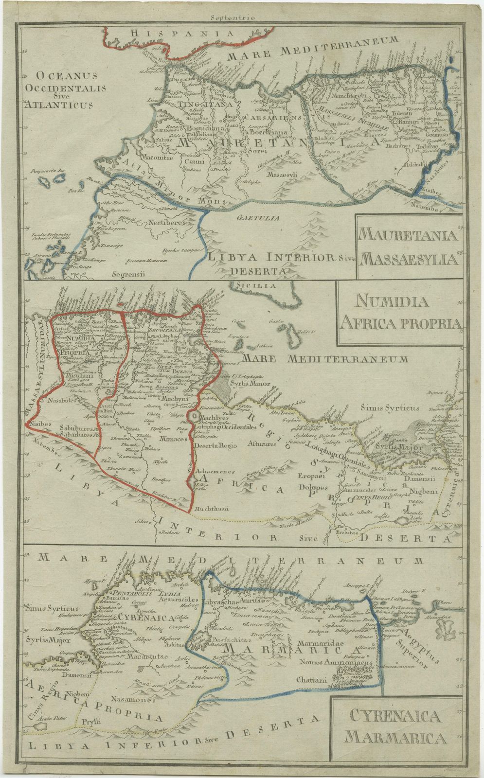 Antique Map Of Mauritania, Massaesylia, Numidia, Tunisia, Cyrenaica & Marmarica photo furniture