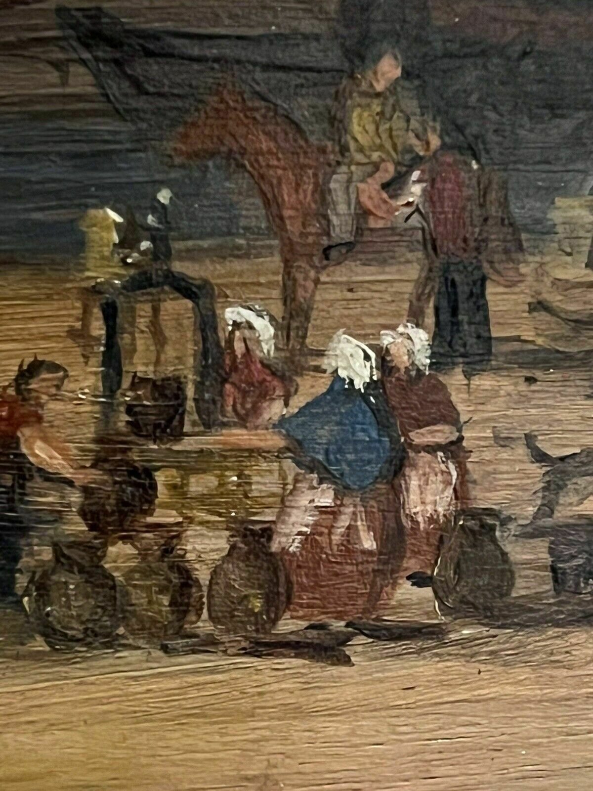 Antique Dutch Canal Scene Oil Painting, Signed F Knot In Frame photo buy