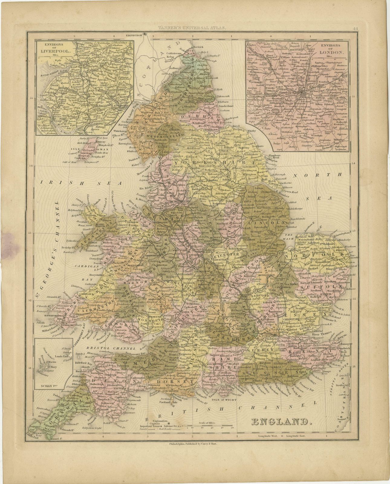 Antique Map Of England With Inset Maps Of The Region Of Liverpool And London photo furniture