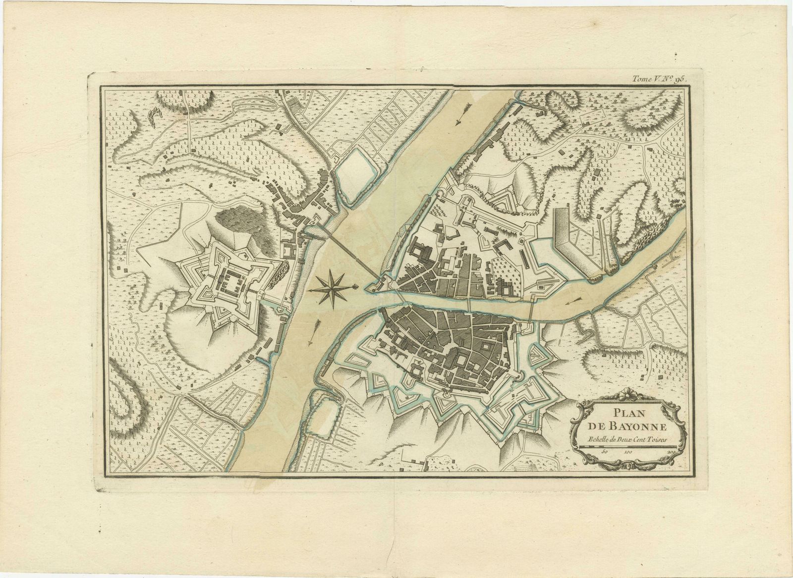 Antique Plan Of The City Of Bayonne, France photo furniture