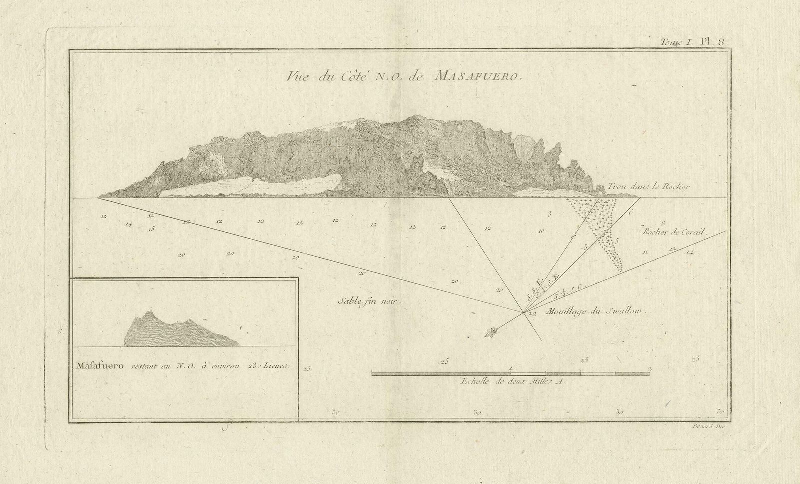 Antique Map Of The Northwest Coast Of Masafuera Island Or Selkirk Island photo for sale