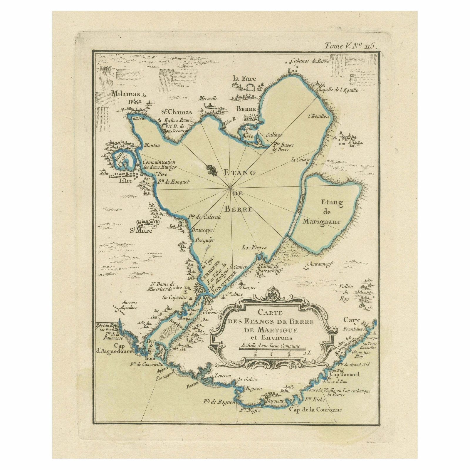 Antique Map Of The Region Of Berre L'étang, France